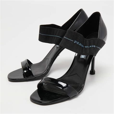 prada black ankle wrap sandals|prada studded pony skin sandals.